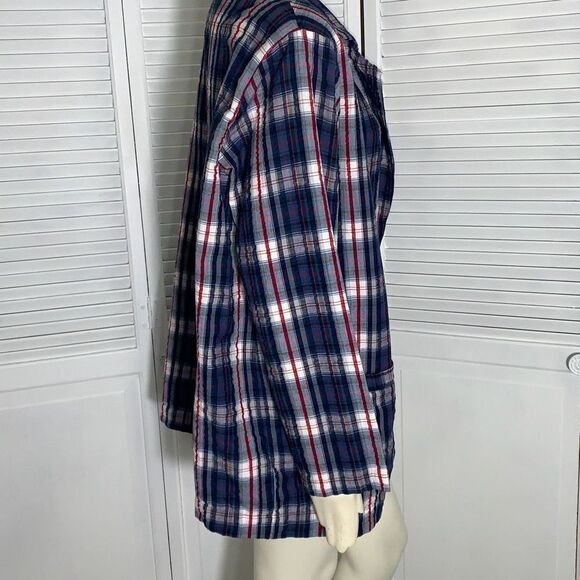 Vintage Main Street Blues Oversized Cotton Plaid Blazer Size B2 - Picture 9 of 14